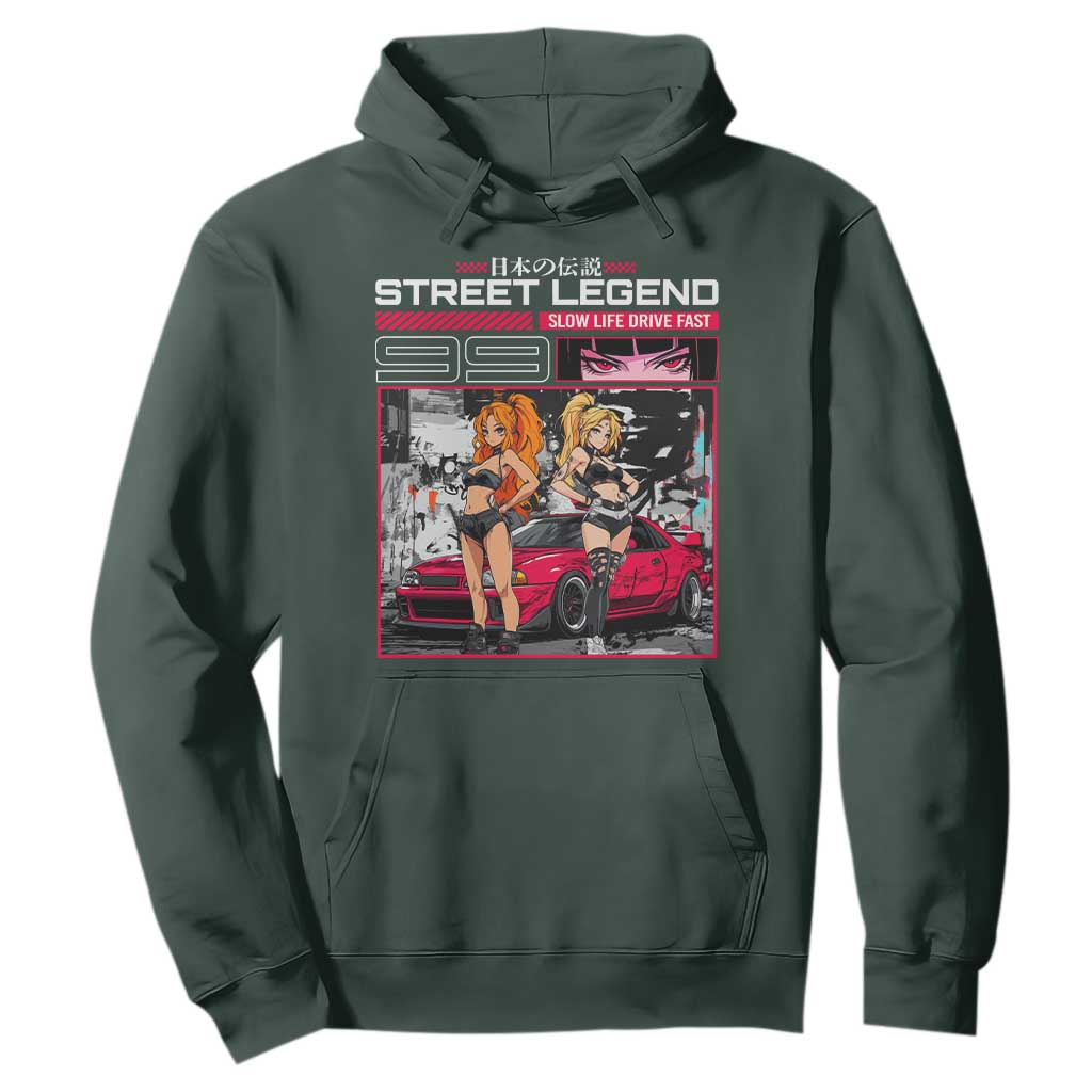 Street Legend JDM Anime Hoodie TS09 Dark Forest Green Print Your Wear