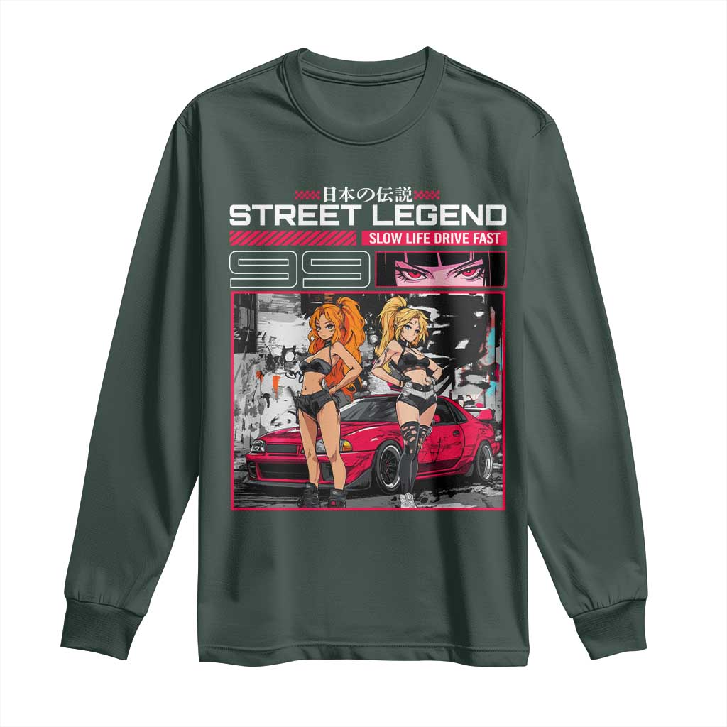 Street Legend JDM Anime Long Sleeve Shirt TS09 Dark Forest Green Print Your Wear