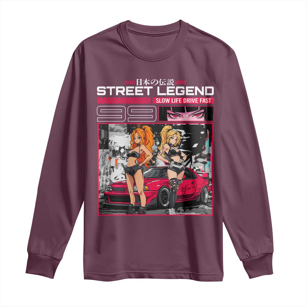 Street Legend JDM Anime Long Sleeve Shirt TS09 Maroon Print Your Wear