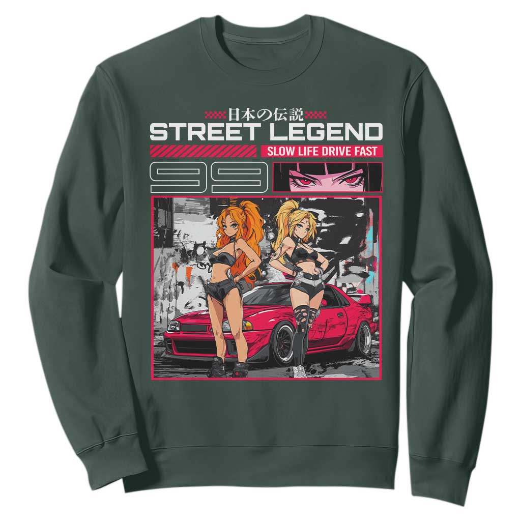 Street Legend JDM Anime Sweatshirt TS09 Dark Forest Green Print Your Wear