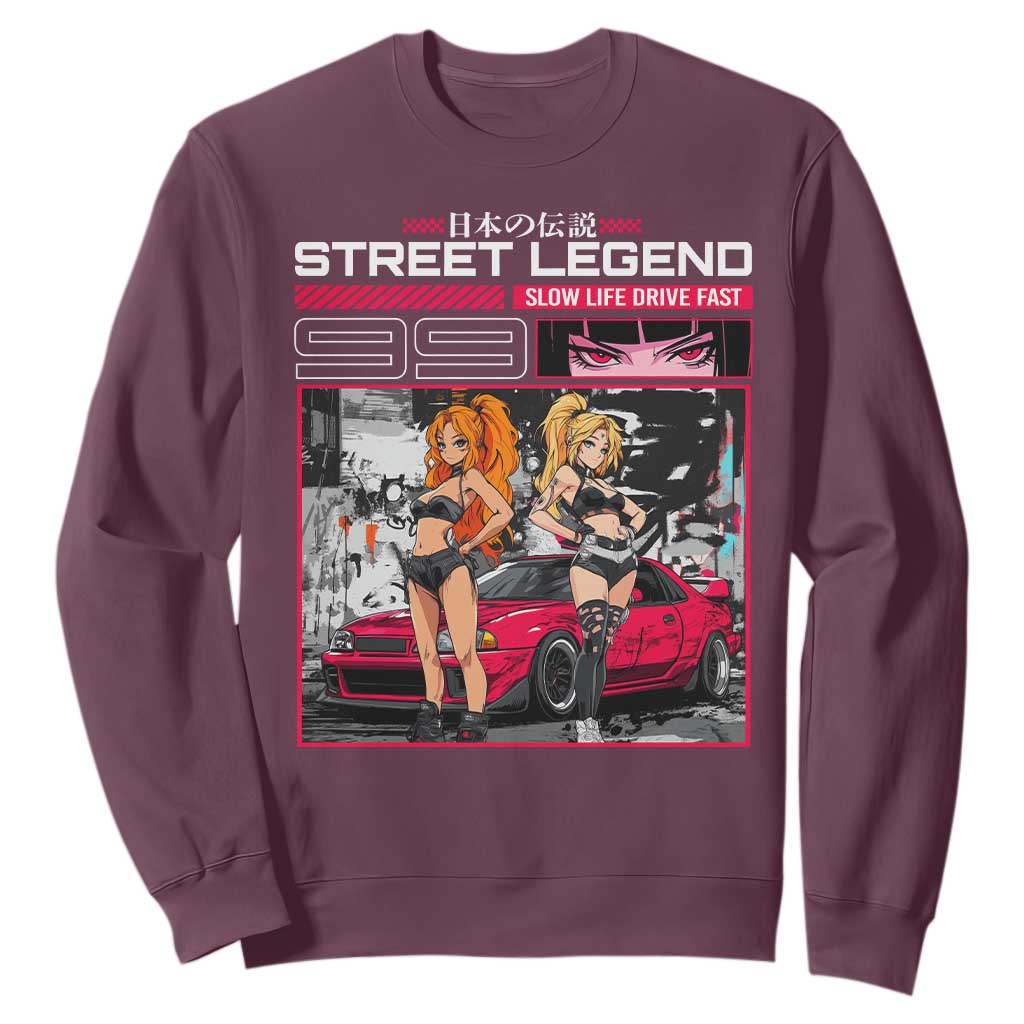 Street Legend JDM Anime Sweatshirt TS09 Maroon Print Your Wear