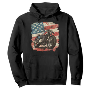 Motorcycle USA Flag Retro Biker Hoodie TS09 Black Print Your Wear