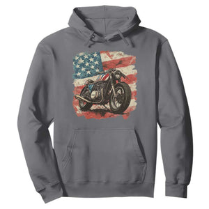 Motorcycle USA Flag Retro Biker Hoodie TS09 Charcoal Print Your Wear