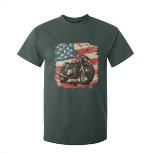 Motorcycle USA Flag Retro Biker T Shirt For Kid TS09 Dark Forest Green Print Your Wear
