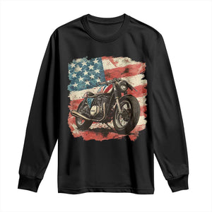 Motorcycle USA Flag Retro Biker Long Sleeve Shirt TS09 Black Print Your Wear