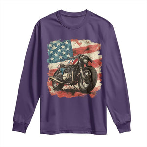 Motorcycle USA Flag Retro Biker Long Sleeve Shirt TS09 Purple Print Your Wear