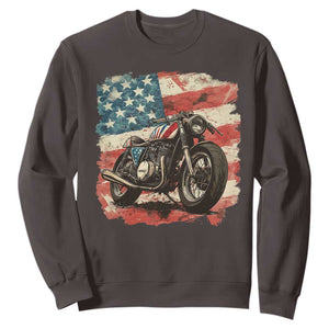 Motorcycle USA Flag Retro Biker Sweatshirt TS09 Dark Chocolate Print Your Wear