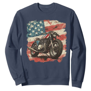 Motorcycle USA Flag Retro Biker Sweatshirt TS09 Navy Print Your Wear