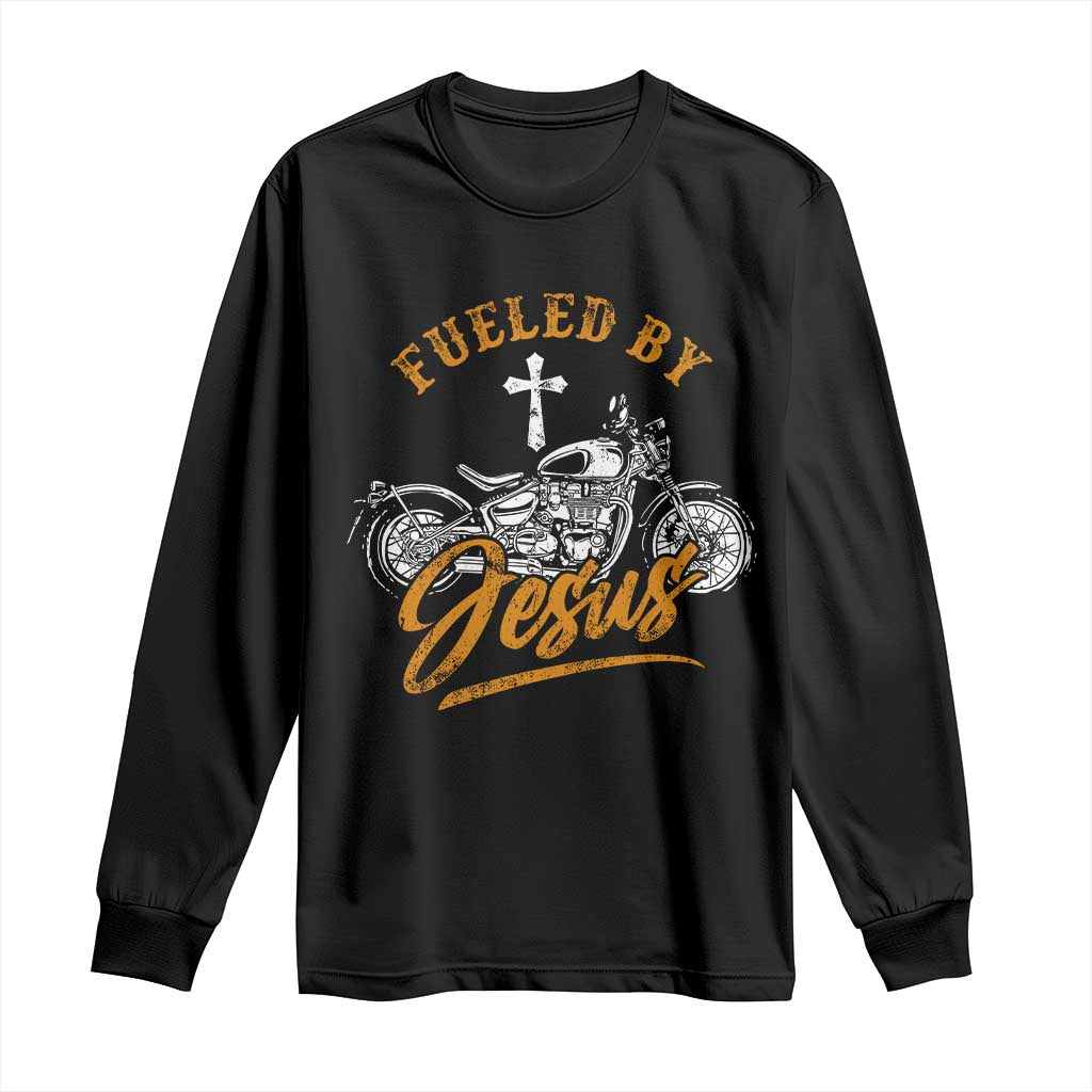 Motorcycle Rider Fueled By Jesus Long Sleeve Shirt TS09 Black Print Your Wear
