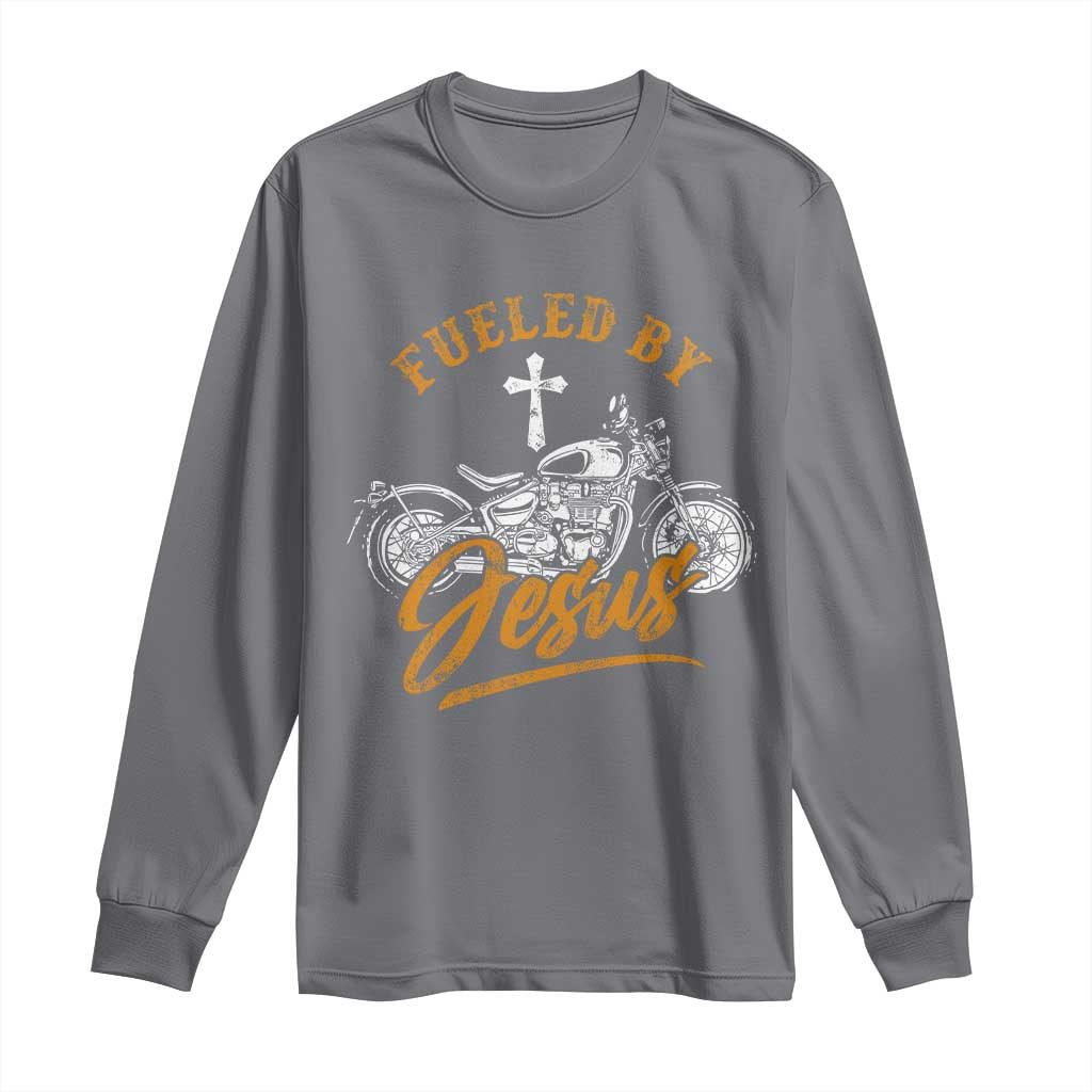 Motorcycle Rider Fueled By Jesus Long Sleeve Shirt TS09 Charcoal Print Your Wear