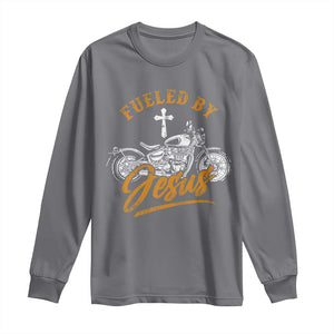 Motorcycle Rider Fueled By Jesus Long Sleeve Shirt TS09 Charcoal Print Your Wear