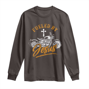 Motorcycle Rider Fueled By Jesus Long Sleeve Shirt TS09 Dark Chocolate Print Your Wear