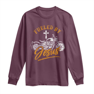 Motorcycle Rider Fueled By Jesus Long Sleeve Shirt TS09 Maroon Print Your Wear