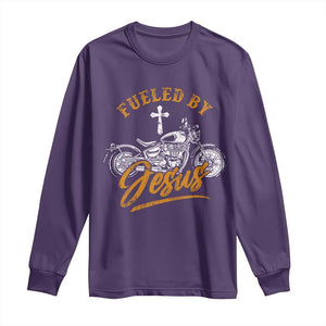 Motorcycle Rider Fueled By Jesus Long Sleeve Shirt TS09 Purple Print Your Wear