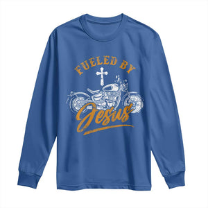Motorcycle Rider Fueled By Jesus Long Sleeve Shirt TS09 Royal Blue Print Your Wear
