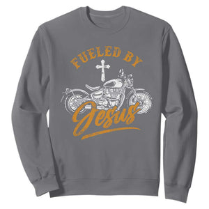 Motorcycle Rider Fueled By Jesus Sweatshirt TS09 Charcoal Print Your Wear