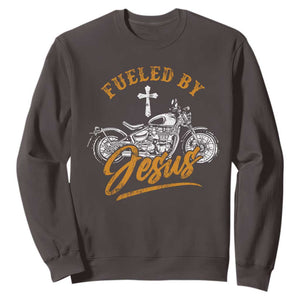 Motorcycle Rider Fueled By Jesus Sweatshirt TS09 Dark Chocolate Print Your Wear