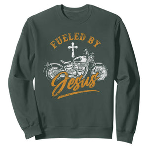 Motorcycle Rider Fueled By Jesus Sweatshirt TS09 Dark Forest Green Print Your Wear