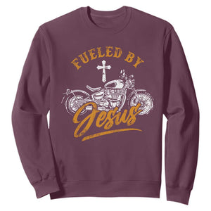 Motorcycle Rider Fueled By Jesus Sweatshirt TS09 Maroon Print Your Wear