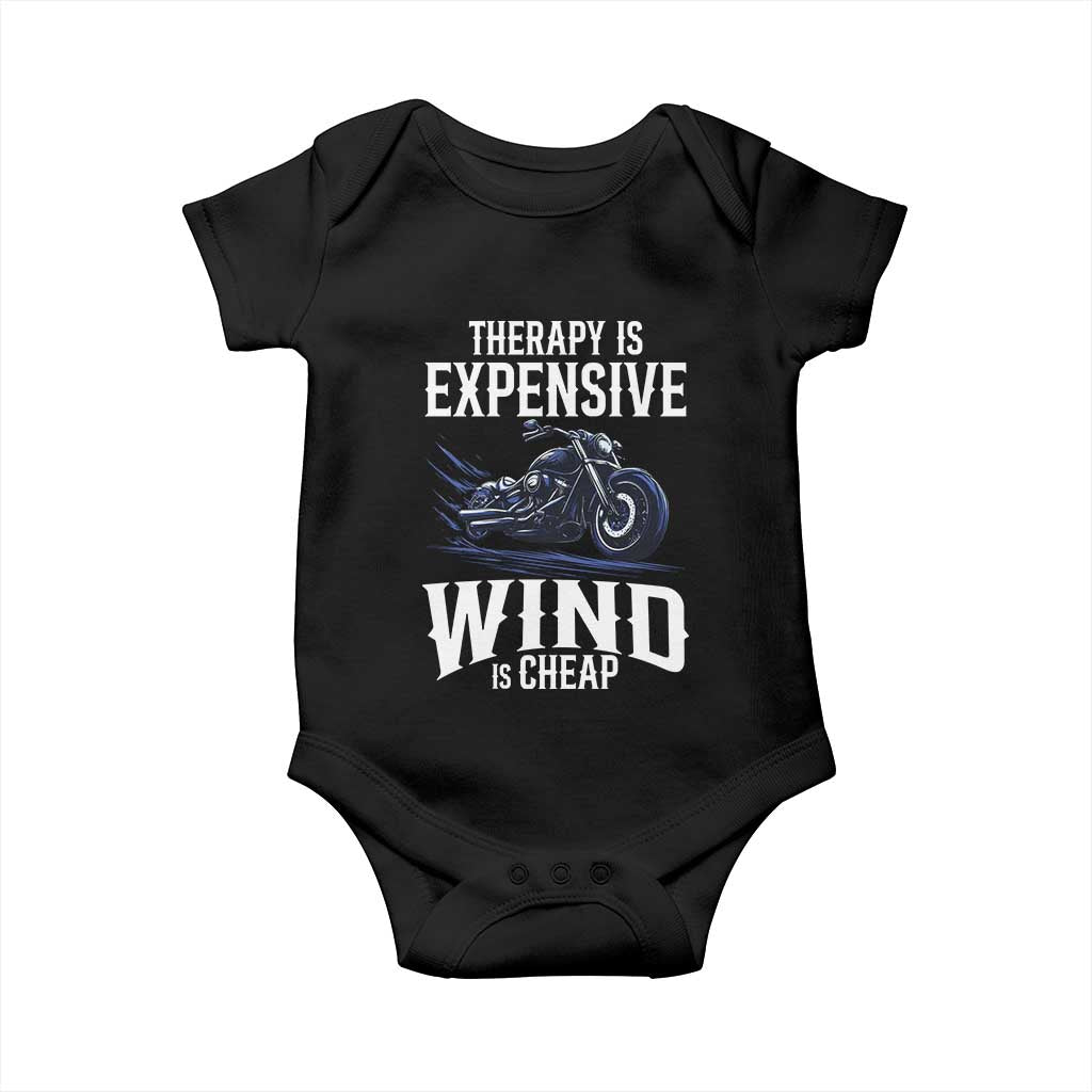 Motorcycle Rider Funny Wind Therapy Baby Onesie TS09 Black Print Your Wear