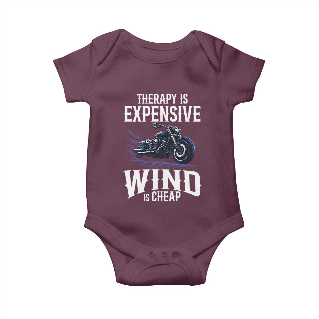 Motorcycle Rider Funny Wind Therapy Baby Onesie TS09 Maroon Print Your Wear