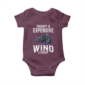 Motorcycle Rider Funny Wind Therapy Baby Onesie TS09 Maroon Print Your Wear