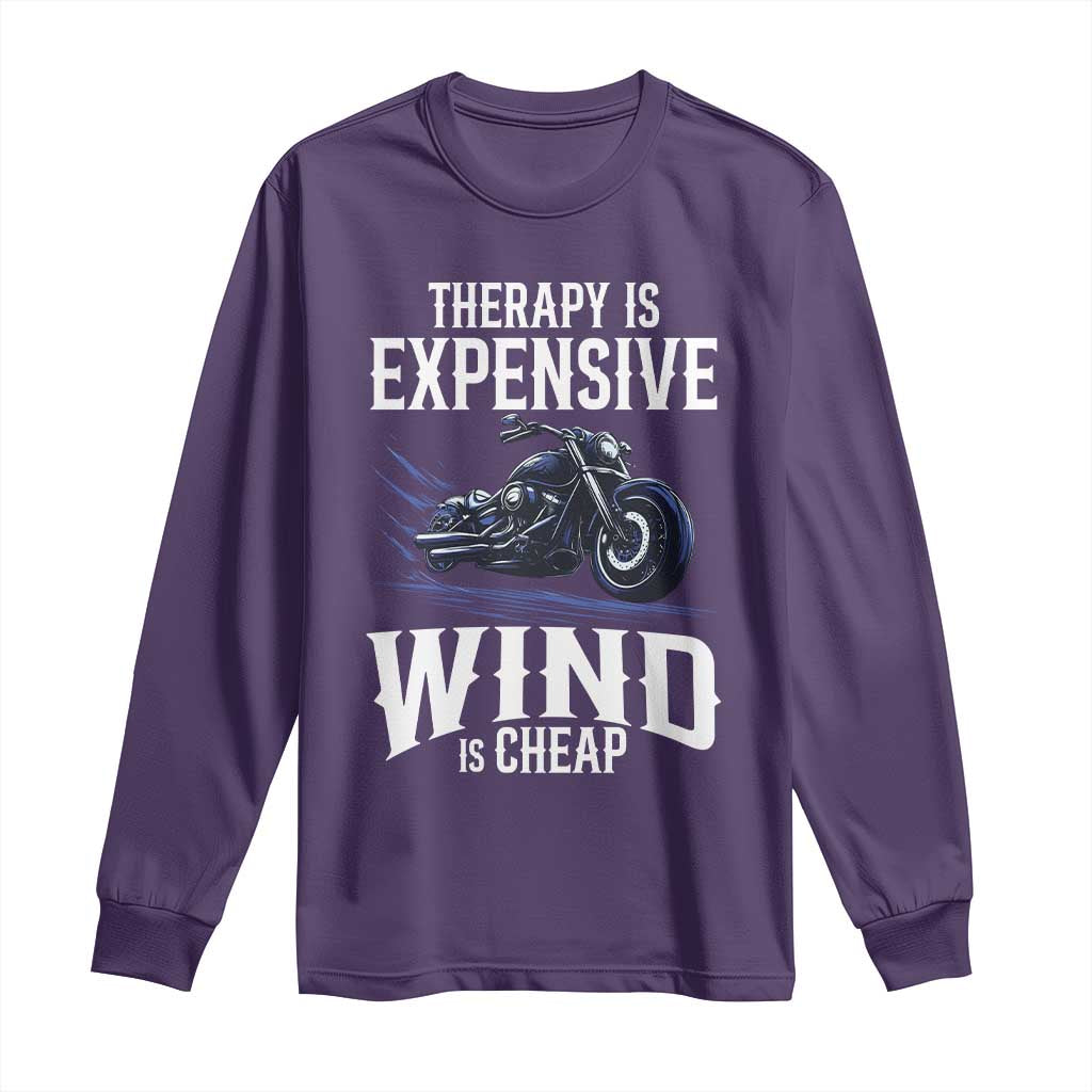 Motorcycle Rider Funny Wind Therapy Long Sleeve Shirt TS09 Purple Print Your Wear