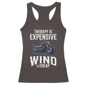 Motorcycle Rider Funny Wind Therapy Racerback Tank Top TS09 Dark Chocolate Print Your Wear