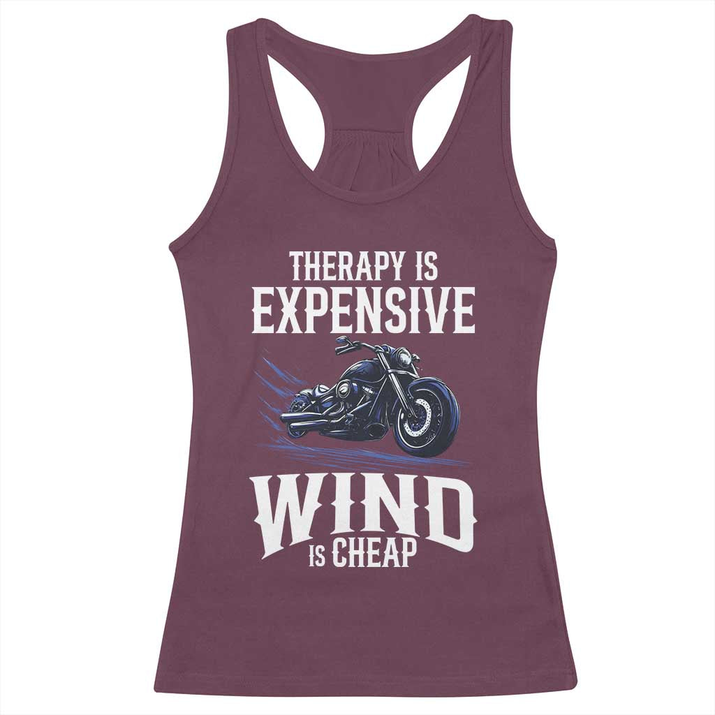 Motorcycle Rider Funny Wind Therapy Racerback Tank Top TS09 Maroon Print Your Wear