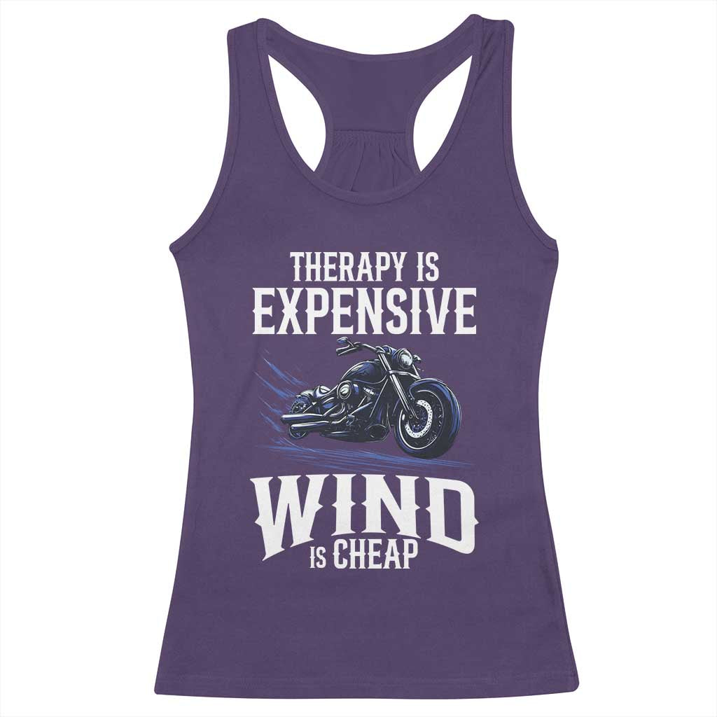Motorcycle Rider Funny Wind Therapy Racerback Tank Top TS09 Purple Print Your Wear
