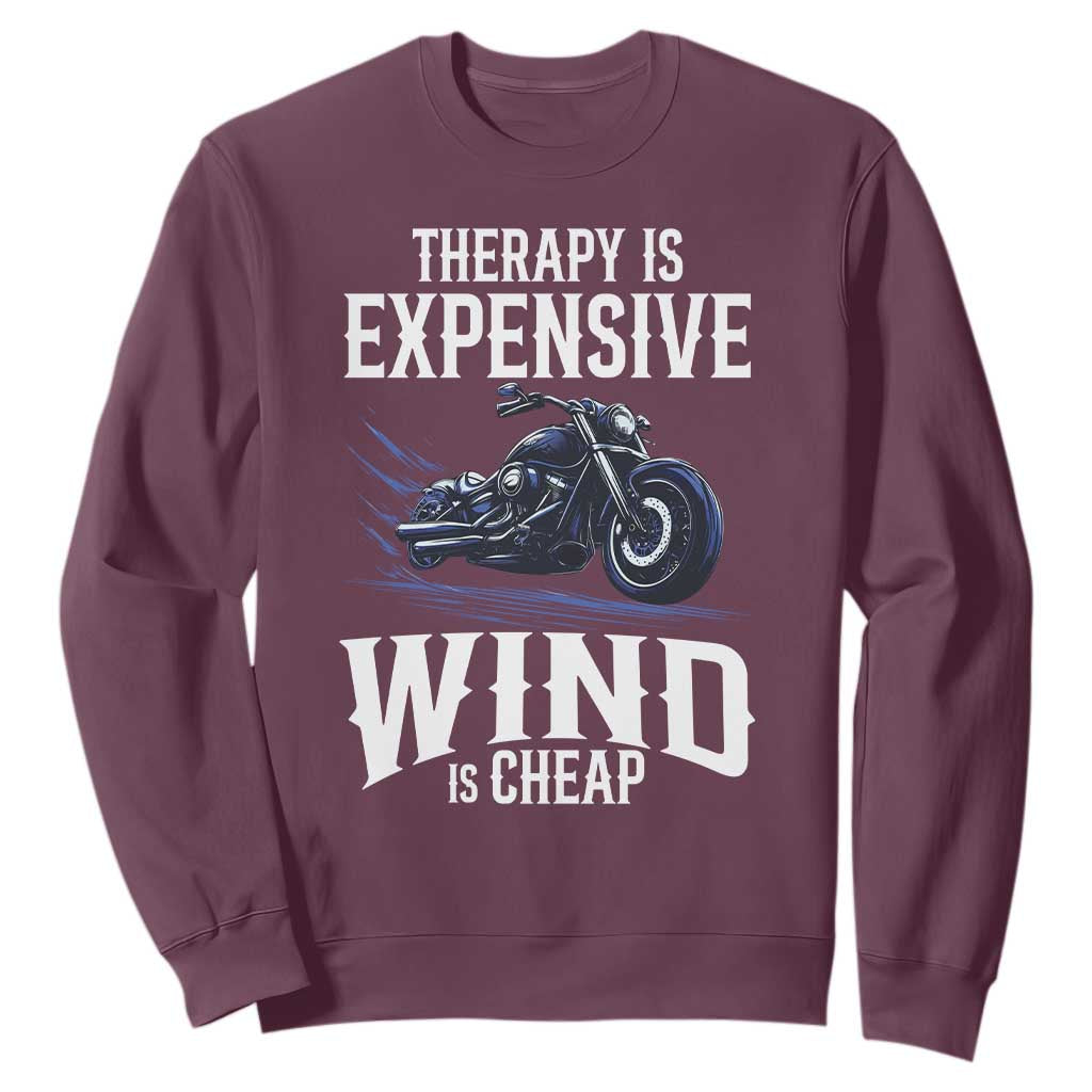 Motorcycle Rider Funny Wind Therapy Sweatshirt TS09 Maroon Print Your Wear