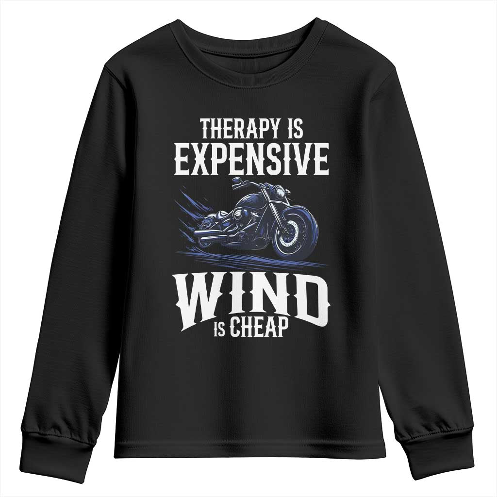 Motorcycle Rider Funny Wind Therapy Youth Sweatshirt TS09 Black Print Your Wear