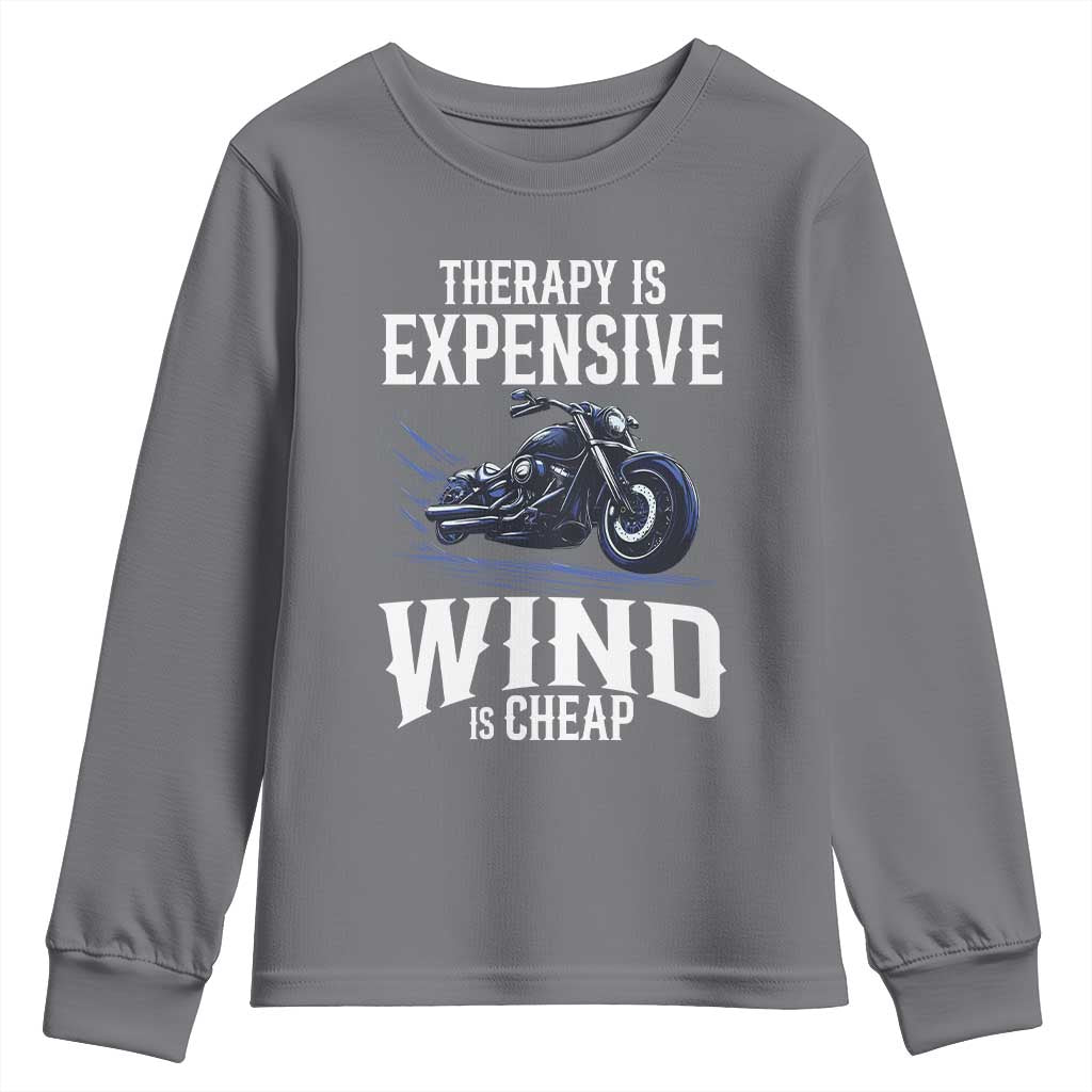 Motorcycle Rider Funny Wind Therapy Youth Sweatshirt TS09 Charcoal Print Your Wear