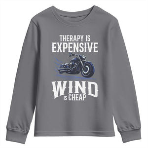 Motorcycle Rider Funny Wind Therapy Youth Sweatshirt TS09 Charcoal Print Your Wear