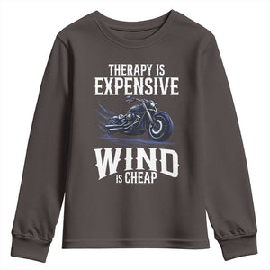 Motorcycle Rider Funny Wind Therapy Youth Sweatshirt TS09 Dark Chocolate Print Your Wear