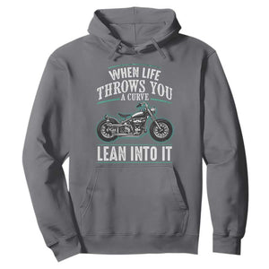 Motorcycle Rider Hoodie When Life Throws You A Curve Lean Into It TS09 Charcoal Print Your Wear