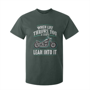 Motorcycle Rider T Shirt For Kid When Life Throws You A Curve Lean Into It TS09 Dark Forest Green Print Your Wear