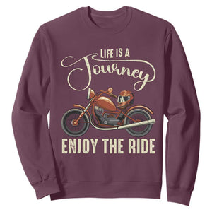 Motorcycle Rider Sweatshirt Lifes A Journey Enjoy The Ride Biker TS09 Maroon Print Your Wear