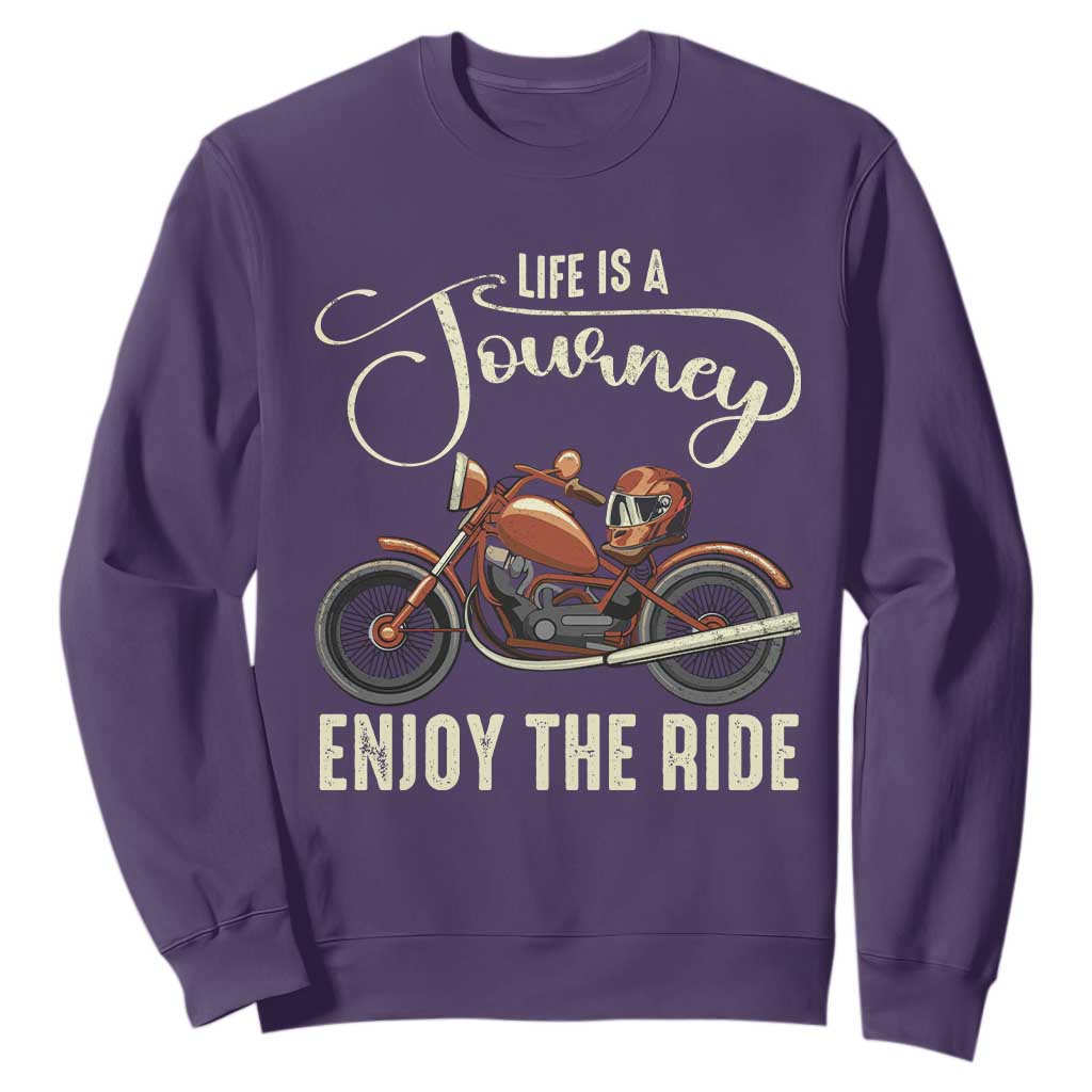 Motorcycle Rider Sweatshirt Lifes A Journey Enjoy The Ride Biker TS09 Purple Print Your Wear