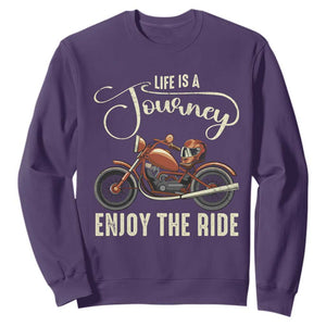 Motorcycle Rider Sweatshirt Lifes A Journey Enjoy The Ride Biker TS09 Purple Print Your Wear