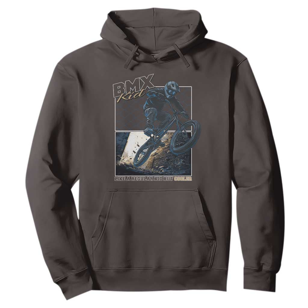 BMX Kid Hoodie Like A Regular Kid But Cooler Cyclist Bicycle TS09 Dark Chocolate Print Your Wear