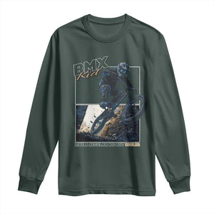 BMX Kid Long Sleeve Shirt Like A Regular Kid But Cooler Cyclist Bicycle TS09 Dark Forest Green Print Your Wear