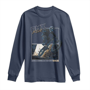 BMX Kid Long Sleeve Shirt Like A Regular Kid But Cooler Cyclist Bicycle TS09 Navy Print Your Wear
