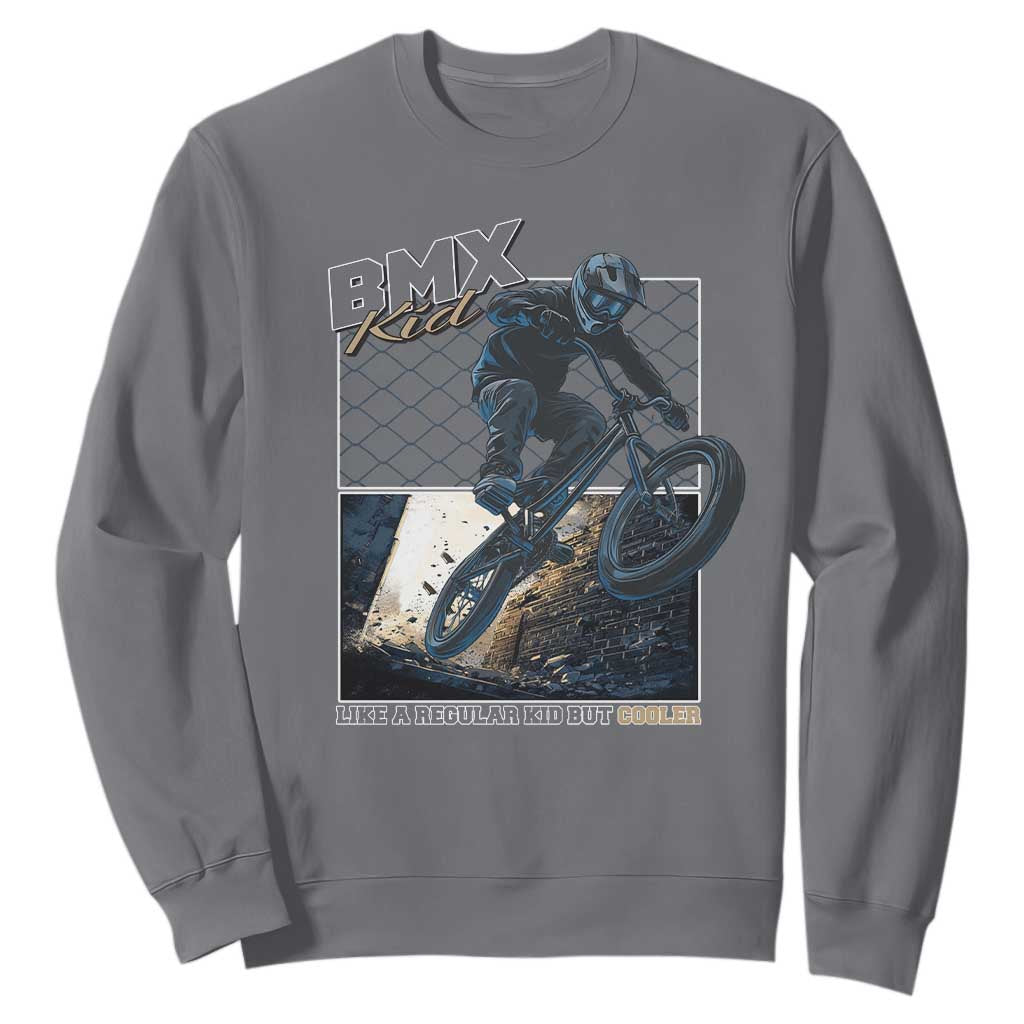 BMX Kid Sweatshirt Like A Regular Kid But Cooler Cyclist Bicycle TS09 Charcoal Print Your Wear