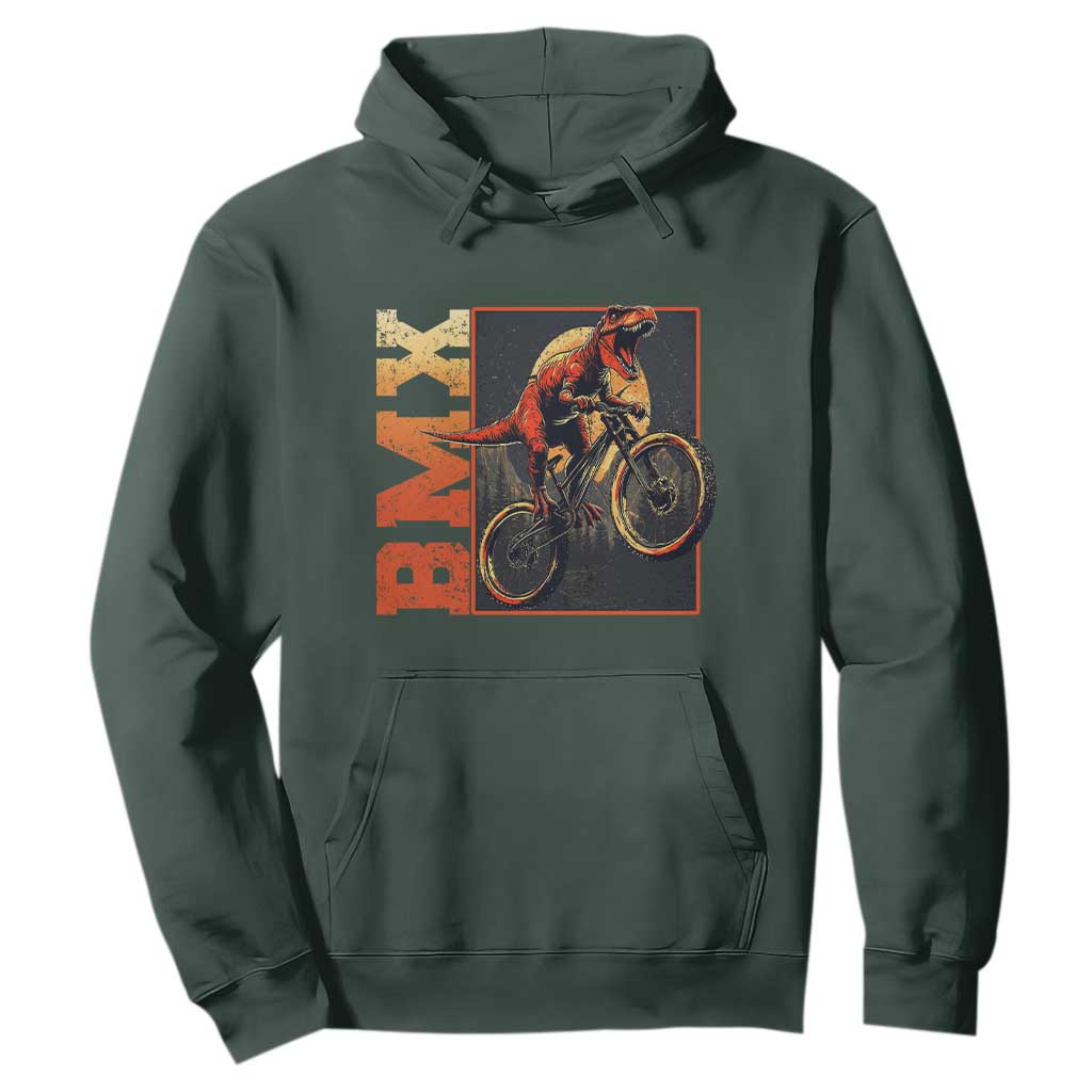 BMX Cyclist Bicycle Hoodie Funny Dinosaur Riding TS09 Dark Forest Green Print Your Wear
