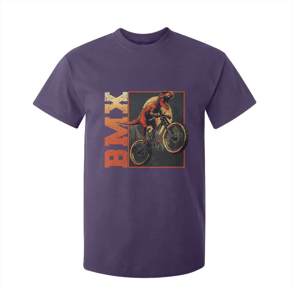 BMX Cyclist Bicycle T Shirt For Kid Funny Dinosaur Riding TS09 Purple Print Your Wear