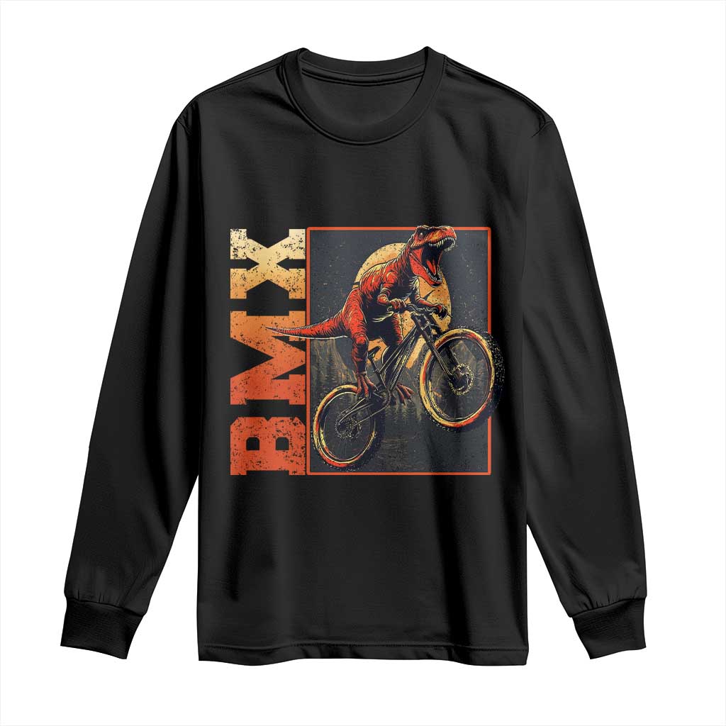 BMX Cyclist Bicycle Long Sleeve Shirt Funny Dinosaur Riding TS09 Black Print Your Wear