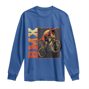BMX Cyclist Bicycle Long Sleeve Shirt Funny Dinosaur Riding TS09 Royal Blue Print Your Wear