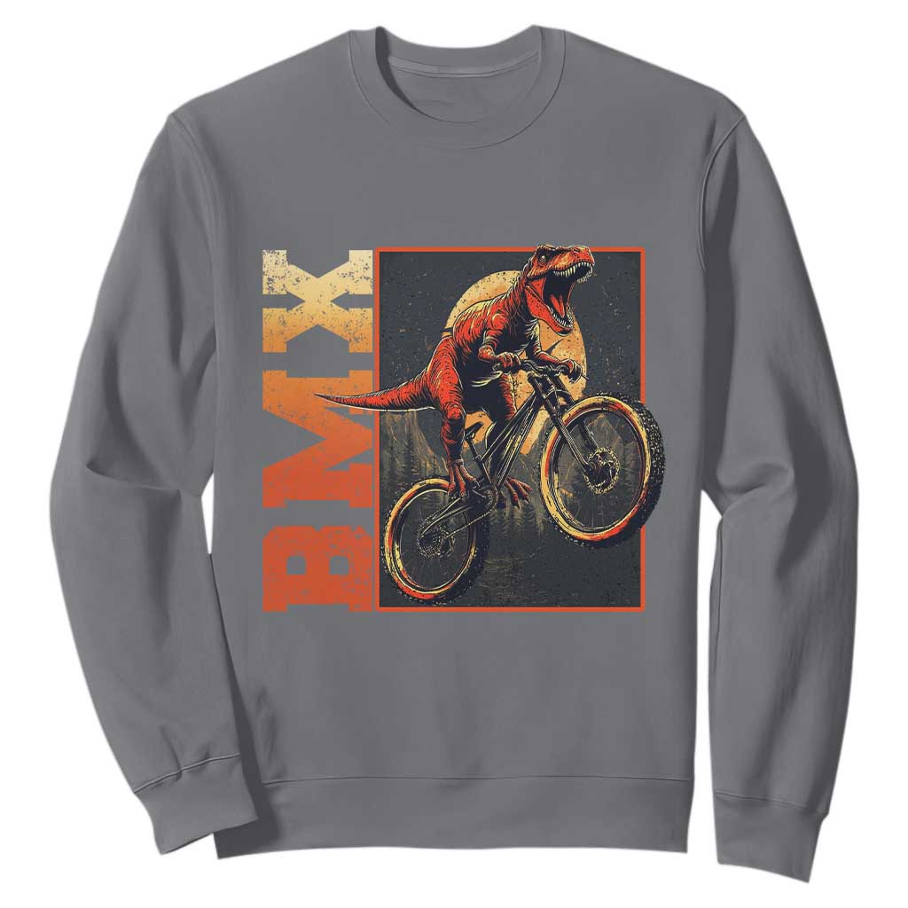 BMX Cyclist Bicycle Sweatshirt Funny Dinosaur Riding TS09 Charcoal Print Your Wear