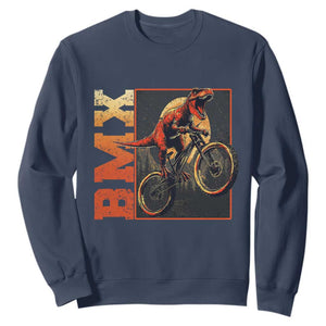 BMX Cyclist Bicycle Sweatshirt Funny Dinosaur Riding TS09 Navy Print Your Wear